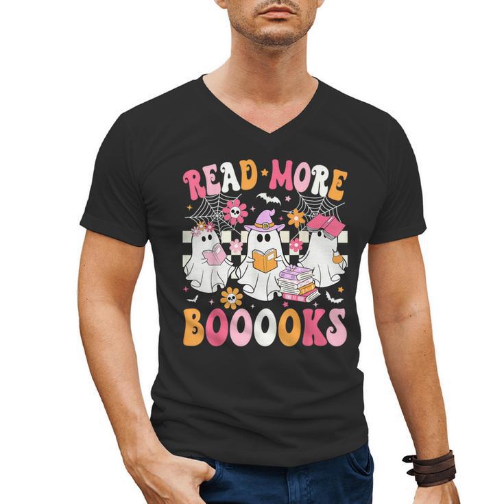 Read More Books Ghosts Reading Book Teacher Halloween Men's V-Neck T-Shirt