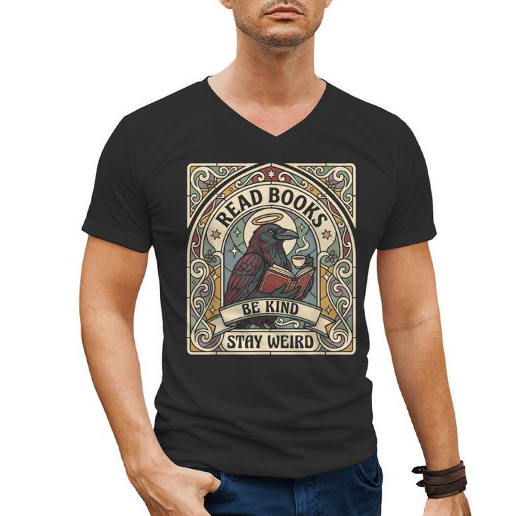 Read Books Be Kind Stay Weird Raven Tarot Reading Coffee Men's V-Neck T-Shirt