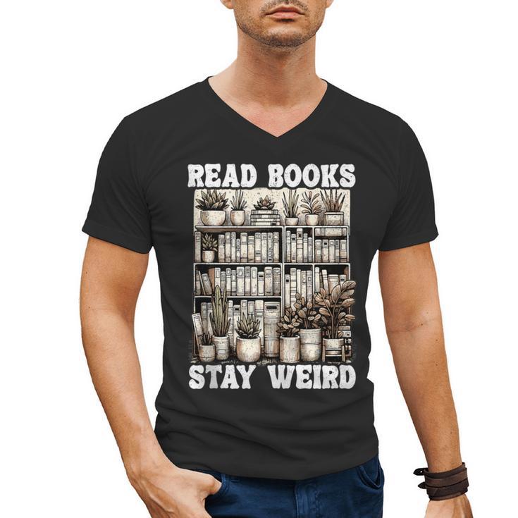 Read Books Stay Weird Introvert Book Lover Book Men's V-Neck T-Shirt