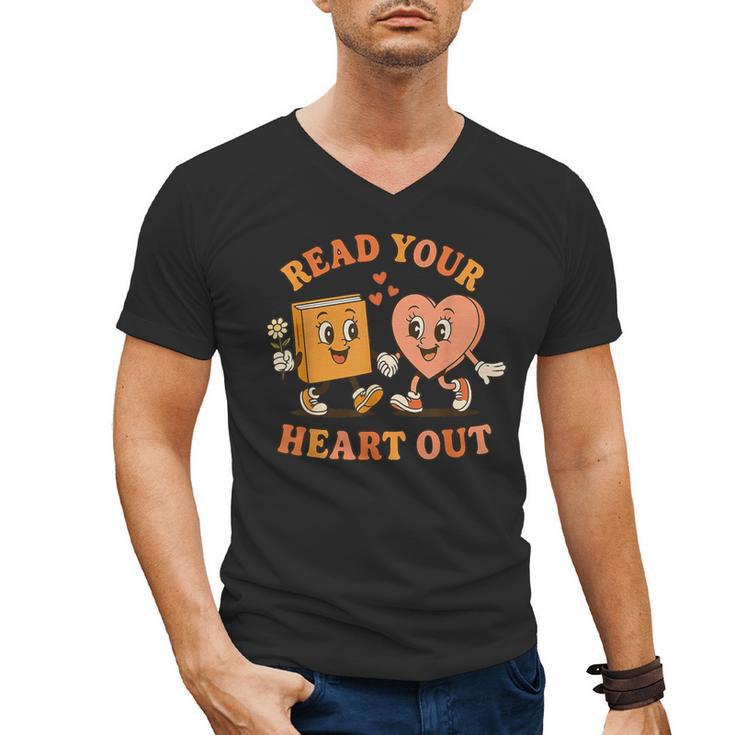 Read Your Heart Out Teacher Valentines Reading Book Love Men's V-Neck T-Shirt