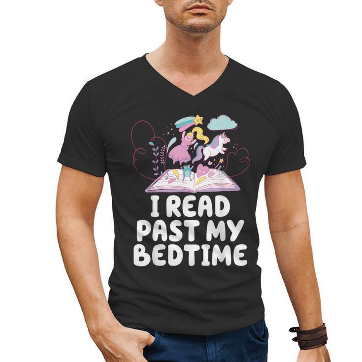 I Read Past My Bedtime Reading Unicorn Book Lover Men's V-Neck T-Shirt