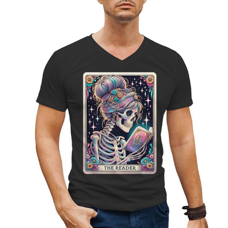The Reader Tarot Card Women Book Lover Librarian Read Men's V-Neck T-Shirt