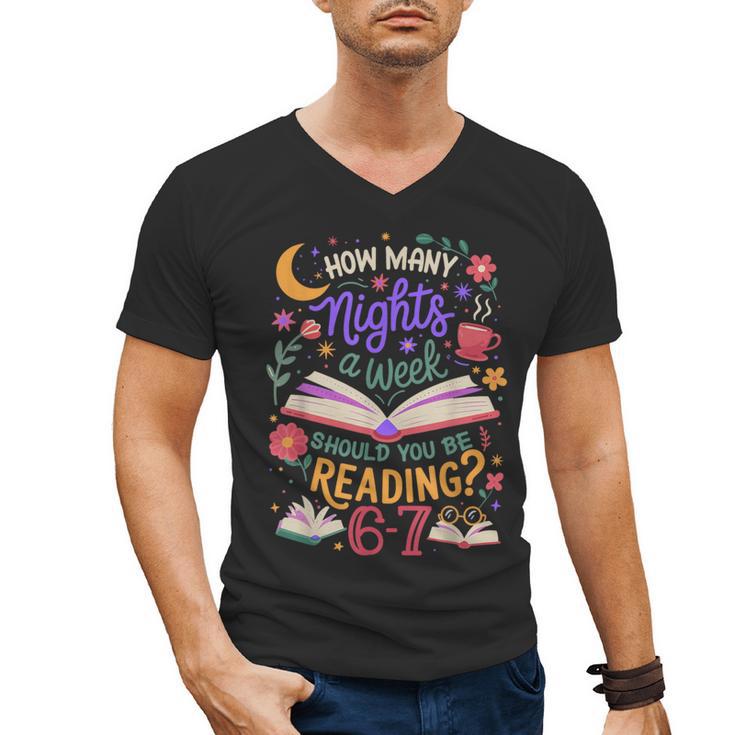 Reading 6 7 Meme Six Seven Cozy Book Lover Teacher Men's V-Neck T-Shirt