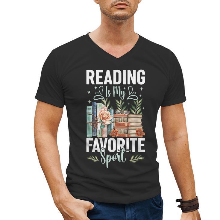 Reading Is My Favorite Sport Bookworm Men's V-Neck T-Shirt