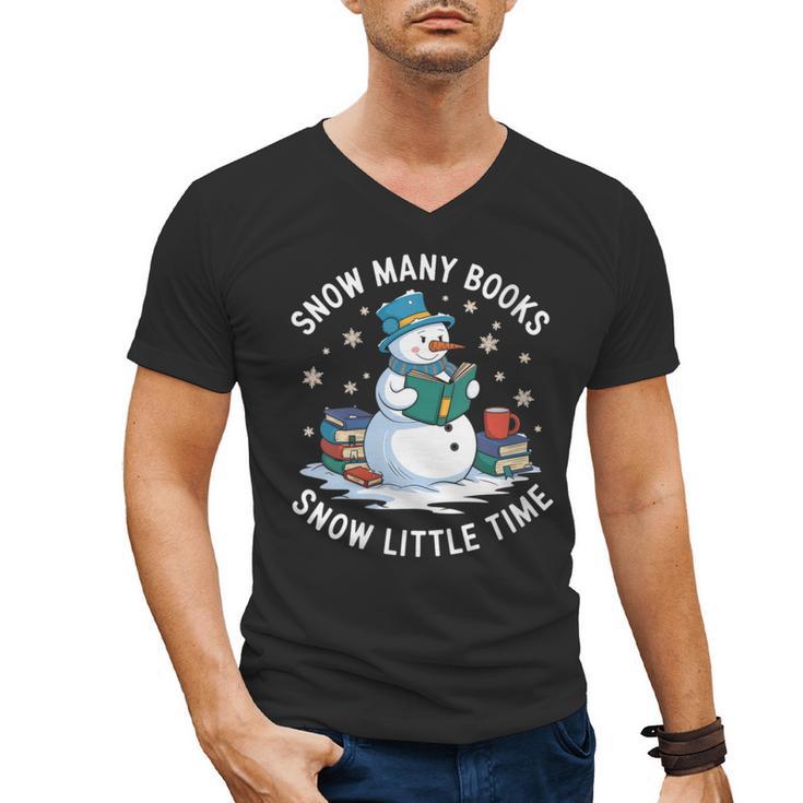 Reading Snowman So Many Books Christmas Books Readers Men's V-Neck T-Shirt