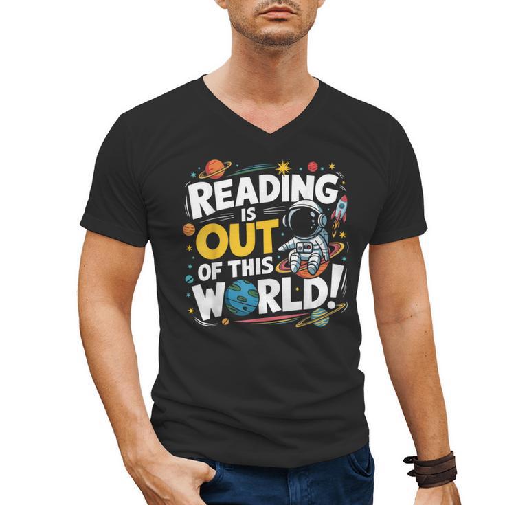 Reading Is Out Of This World Space Book Lover Kids Men's V-Neck T-Shirt