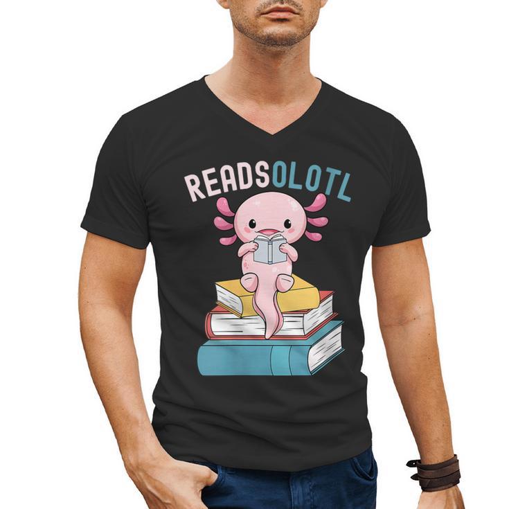 Reads Alotl Shirt Kids Readsolotl Read Axolotl Shirt Books Men's V-Neck T-Shirt