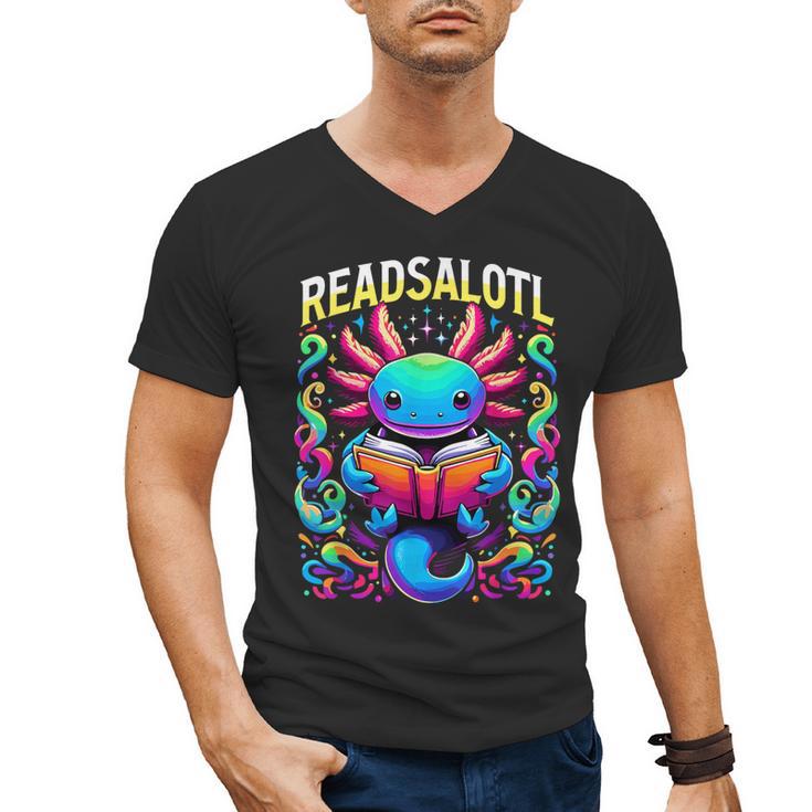 Readsalotl Axolotl Book Lovers Axolotls Men's V-Neck T-Shirt