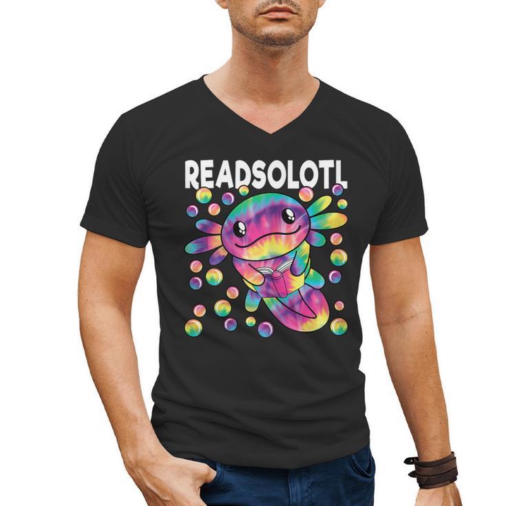 Readsolotl Cute Axolotl Book Lover Reading Women Girls Men's V-Neck T-Shirt