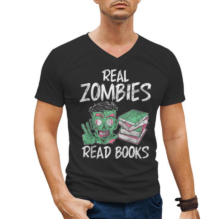 Real Zombies Read Books Zombie Men's V-Neck T-Shirt
