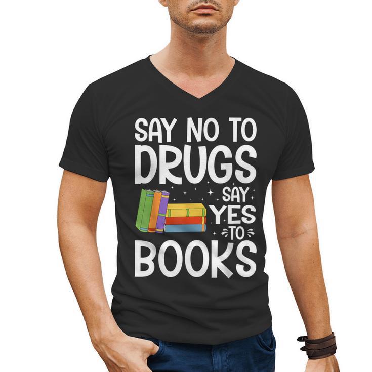 Red Ribbon Week Say No To Drugs Say Yes To Books Drug Free Men's V-Neck T-Shirt