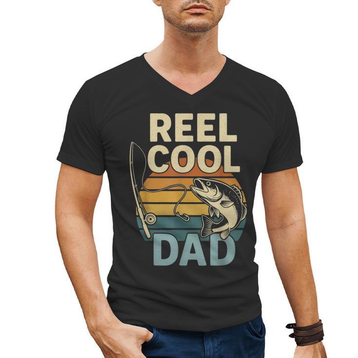 Reel Cool Dad Fathers Day Fishing Outdoors Men's V-Neck T-Shirt