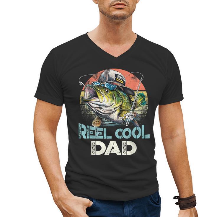 Reel Cool Dad Fishing Vintage Retro Father's Day Men's V-Neck T-Shirt