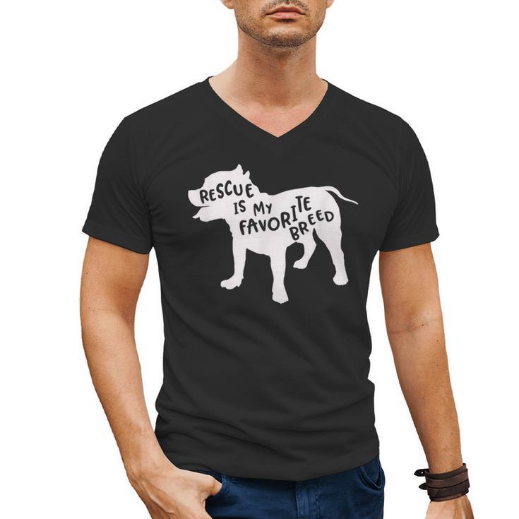 Rescue Is My Favorite Breed T Shirt Pitbull Mam Dad Shirt Men's V-Neck T-Shirt