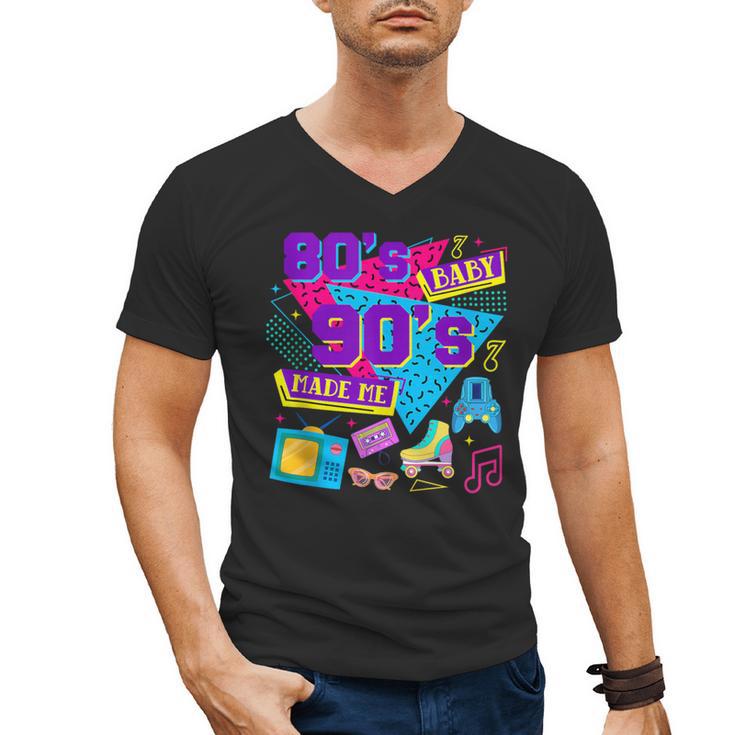 Retro 1980s 80's Baby 1990s 90's Made Me Nostalgia Birthday Men's V-Neck T-Shirt