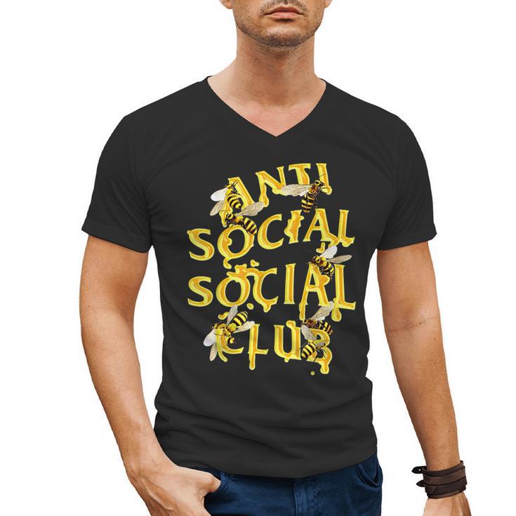 Retro Anti Social Club Bees Introvert Women Men Men's V-Neck T-Shirt
