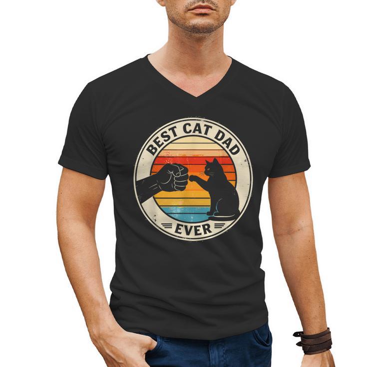 Retro Cat Dad Ever Cats Lovers For Men Women And Kids Men's V-Neck T-Shirt