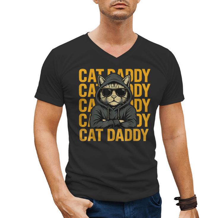Retro Cat Daddy Style Animal For Men Women Kid Boy Girl Men's V-Neck T-Shirt