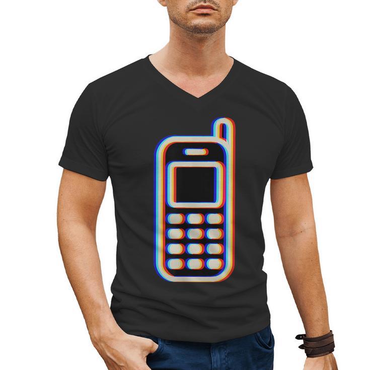 Retro Cell Vintage Mobile Phone 90s Nostalgia Vaporwave Fun Men's V-Neck T-Shirt