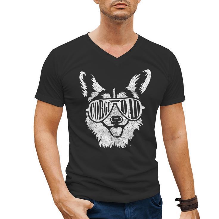 Retro Corgi Dad Dog Owner Pet Welsh Corgi Fathers Day Men's V-Neck T-Shirt