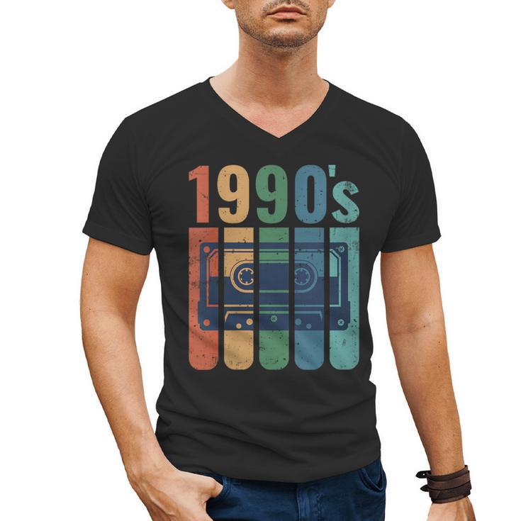 Retro Nineties Style Audio Tape Nostalgia Year 1990 Men's V-Neck T-Shirt