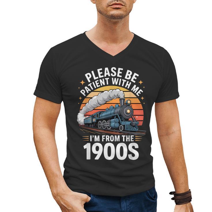 Retro Please Be Patient With Me I'm From The 1900s Train Men's V-Neck T-Shirt