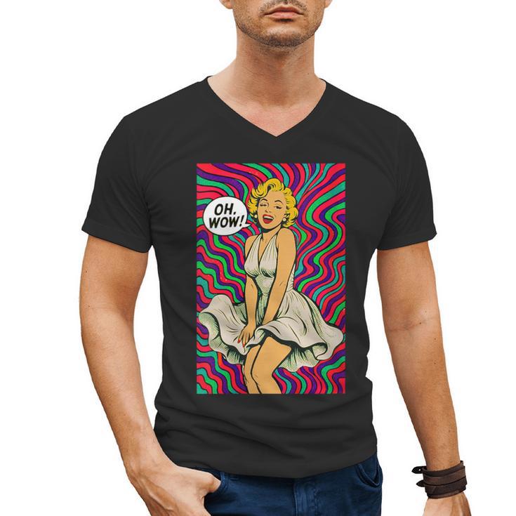 Retro Pop Art Vintage Style Blonde Psychedelic 50s Nostalgia Men's V-Neck T-Shirt