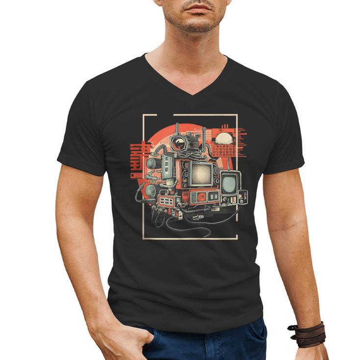Retro Tech Stack 80s 90s Nostalgia Analog TV Cameras Men's V-Neck T-Shirt