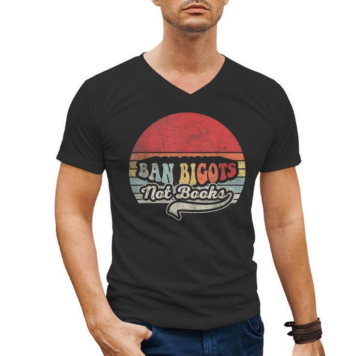 Retro Vintage Ban Bigots Not Books Shirt Free Banned Books Men's V-Neck T-Shirt