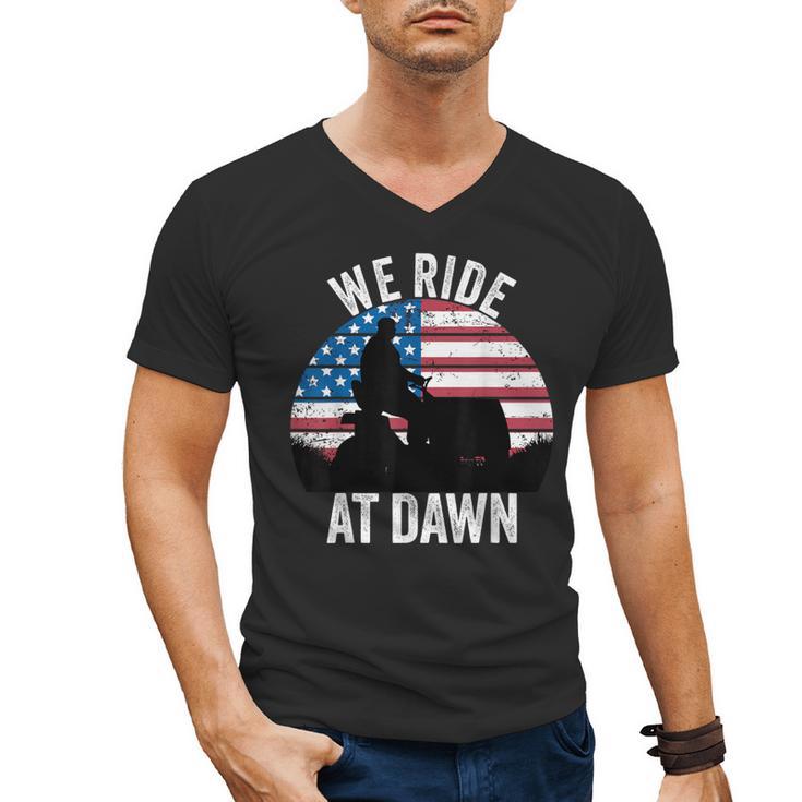 We Ride At Dawn Lawnmower Lawn Mowing Dad Vintage Men Men's V-Neck T-Shirt