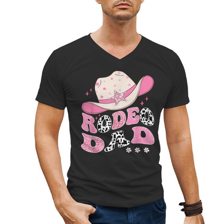 Rodeo Dad Pink Cowgirl 1St Birthday Family Matching Men's V-Neck T-Shirt