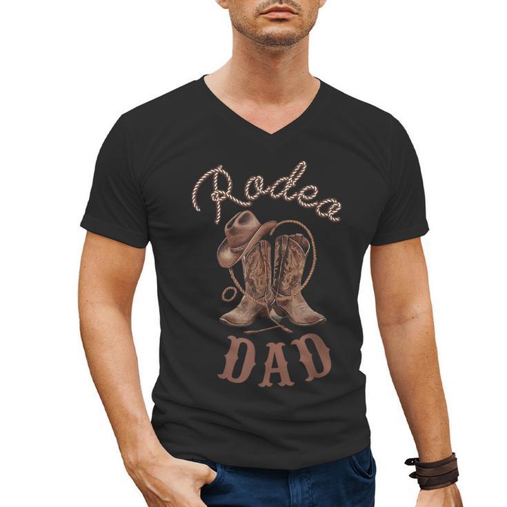 Rodeo Dad Western Cowboy Birthday Boy Family Matching Party Men's V-Neck T-Shirt