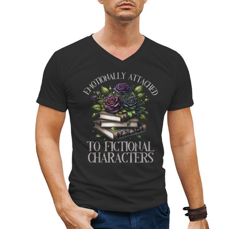 Romance Book Shirt Emotionally Attached Fictional Characters Men's V-Neck T-Shirt