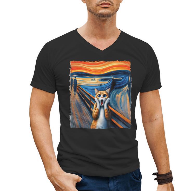 The Scream Cat Parody For Kitty Cat Lover Cat Mom Cat Dad Men's V-Neck T-Shirt