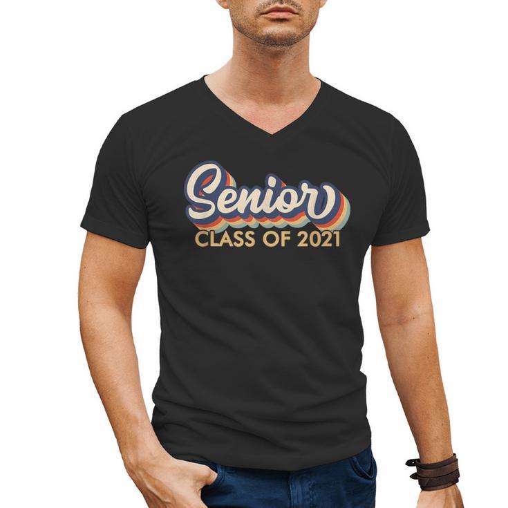 Senior 2021 Grad Shirt Retro 2021 Graduation Men's V-Neck T-Shirt