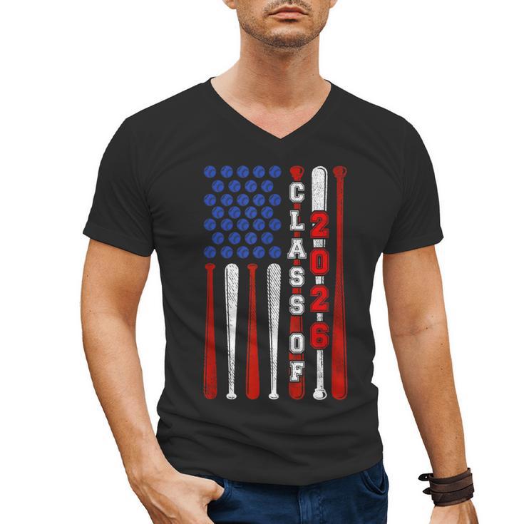 Senior 2026 Baseball American Flag Class Of 2026 Graduation Men's V-Neck T-Shirt