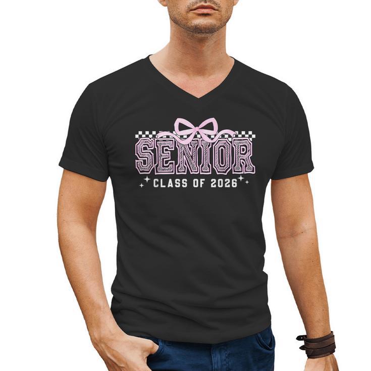 Senior 2026 Coquette Bow Class Of 2026 Graduation Graduate Men's V-Neck T-Shirt
