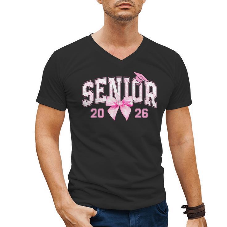 Senior 2026 Coquette Pink Bow Girls Class Of 2026 Graduation Men's V-Neck T-Shirt