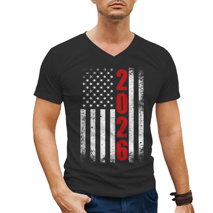 Senior Class Of 2026 Patriotic American USA Flag Graduation Men's V-Neck T-Shirt