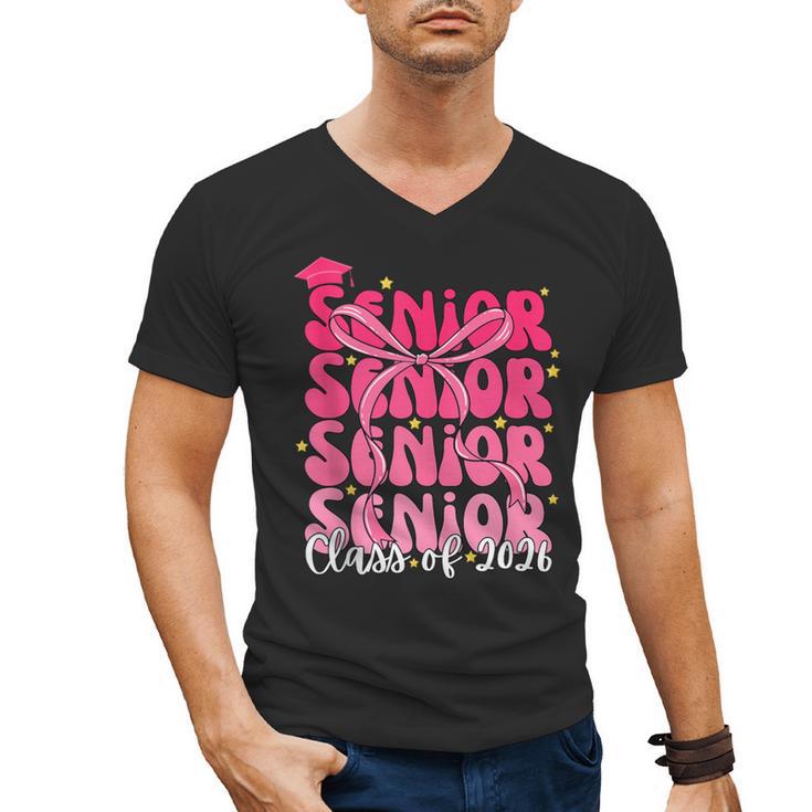 Senior Class Of 2026 Pink Coquette Bow Graduation 2026 Men's V-Neck T-Shirt