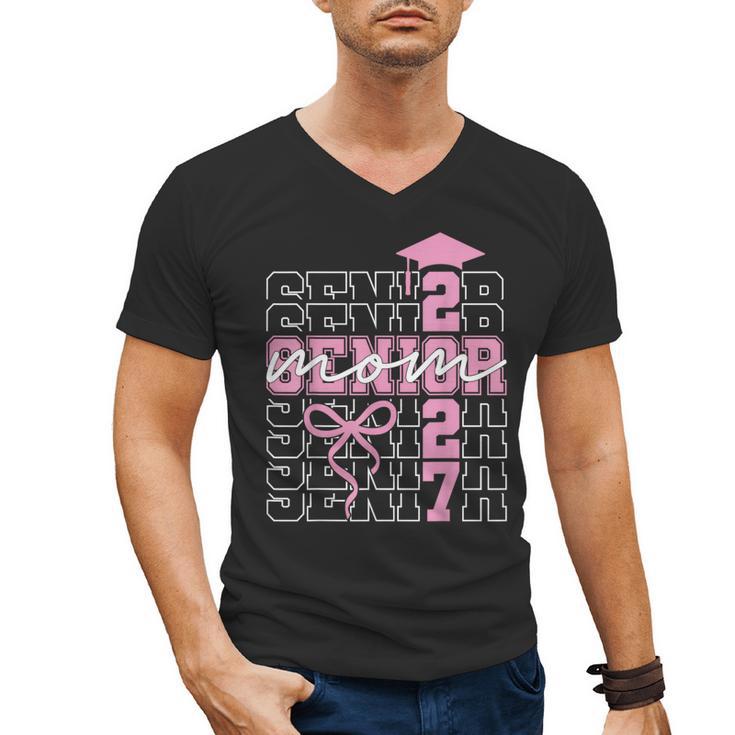 Senior Mom 2027 Class Of 2027 Coquette Bow Graduation 2027 Men's V-Neck T-Shirt