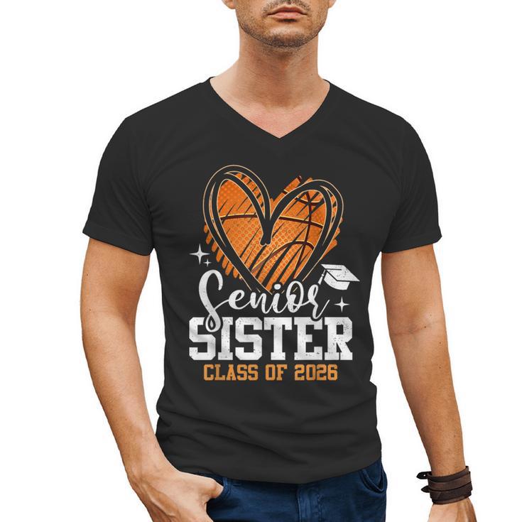 Senior Sister Class Of 2026 Basketball Graduation Heart Men's V-Neck T-Shirt