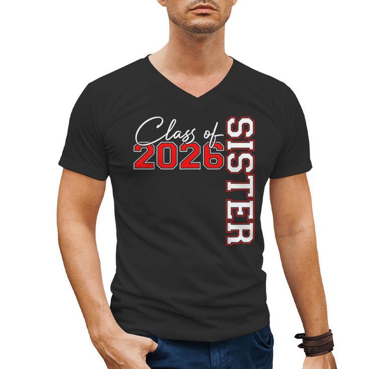 Senior Sister Class Of 2026 Proud Big Sis Graduation Family Men's V-Neck T-Shirt