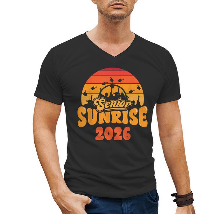 Senior Sunrise Class Of 2026 Graduation Proud Graduate Retro Men's V-Neck T-Shirt