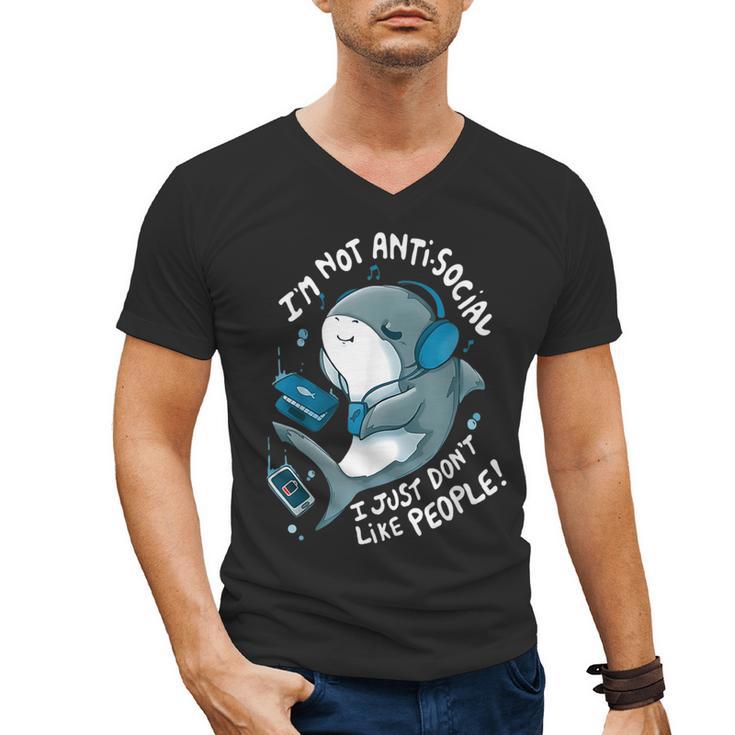 Shark Don’t Like People Antisocial Introvert Men's V-Neck T-Shirt