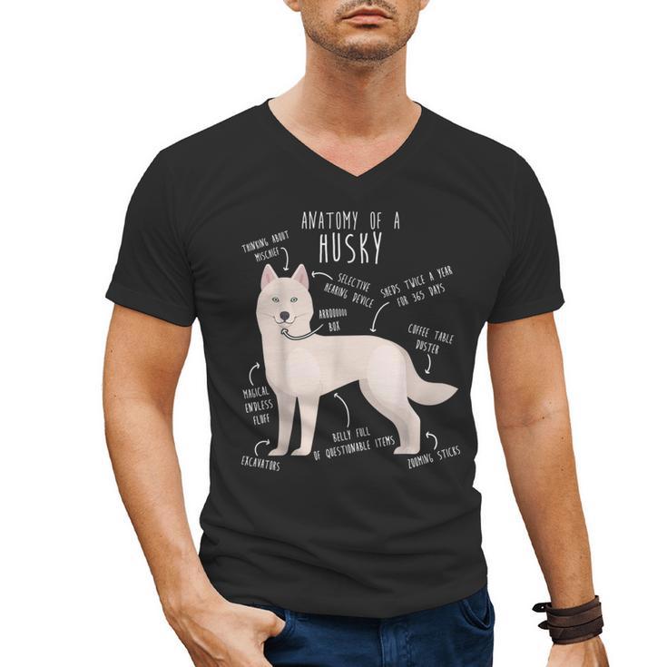 Siberian Husky Dog Anatomy Pet Mom Cute Dog Dad Men Women Kids Men's V-Neck T-Shirt