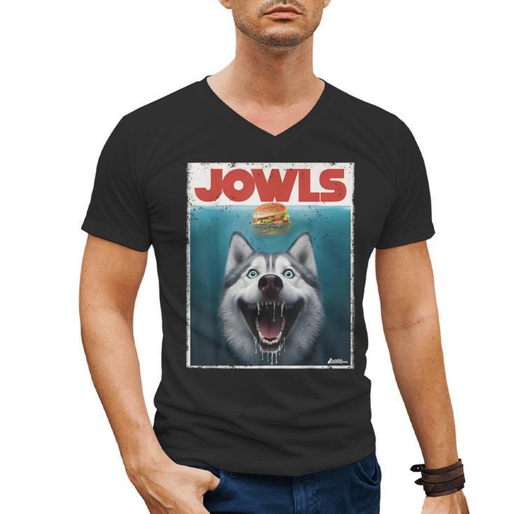 Siberian Husky Jowls Sled Dog Mom Top Alaskan Dog Dad Men's V-Neck T-Shirt