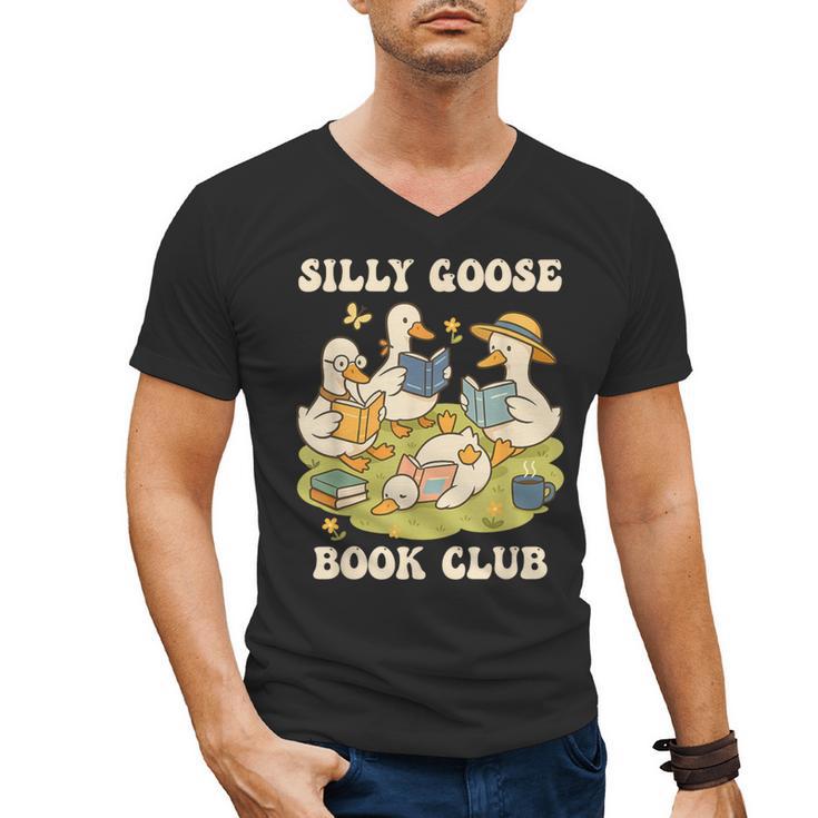 Silly-Goose Book Club Goose And Book Lovers Men's V-Neck T-Shirt