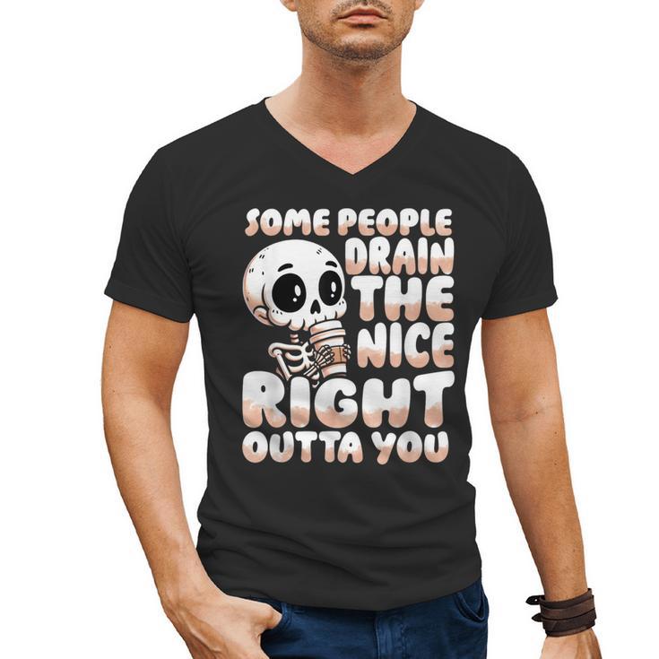 Skeleton Coffee Lover Introvert Men's V-Neck T-Shirt