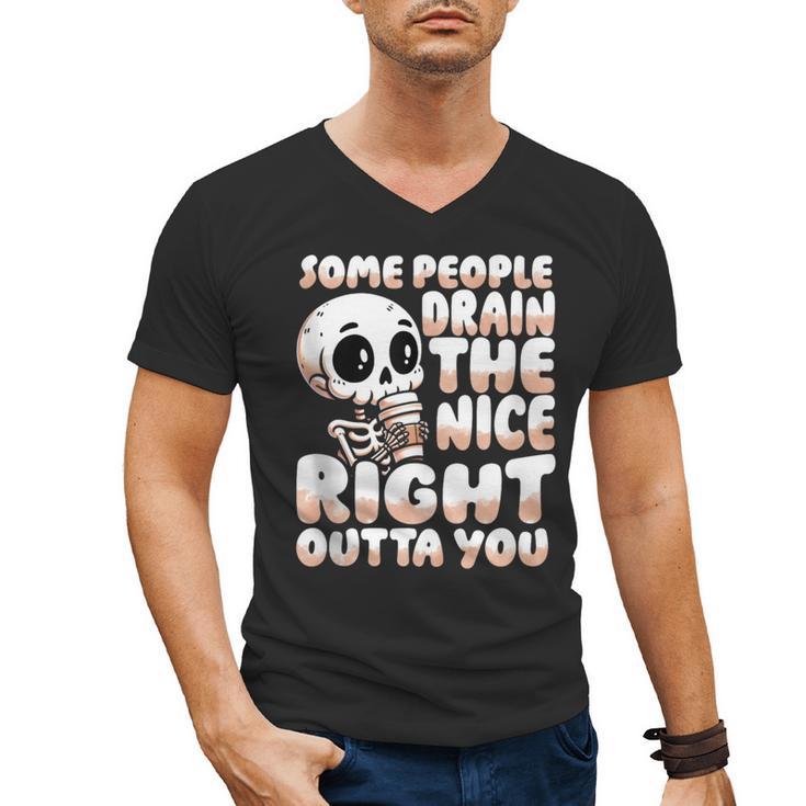 Skeleton Coffee Lover Introvert Men's V-Neck T-Shirt